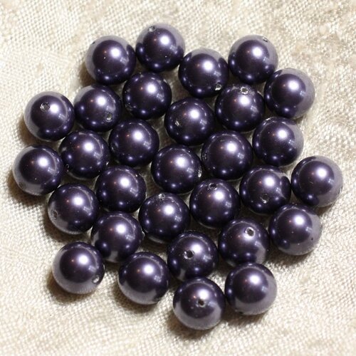 10pc - perles nacre boules 8mm ref c5 bleu indigo   4558550004178