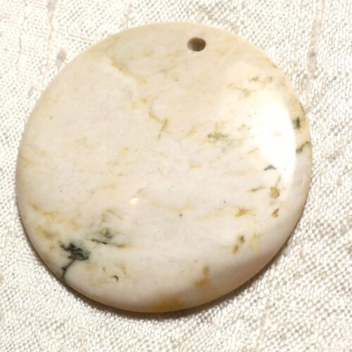 1pc - pendentif pierre semi précieuse - jaspe mokaïte rond 45mm n7   4558550003775