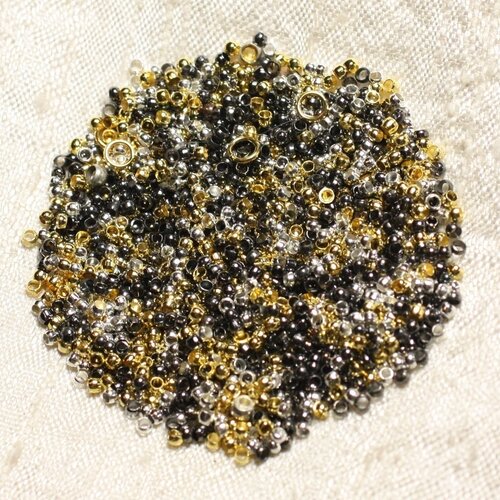 1000pc environ - appret perles écraser boules 2mm multicolore métal argenté doré noir bronze
