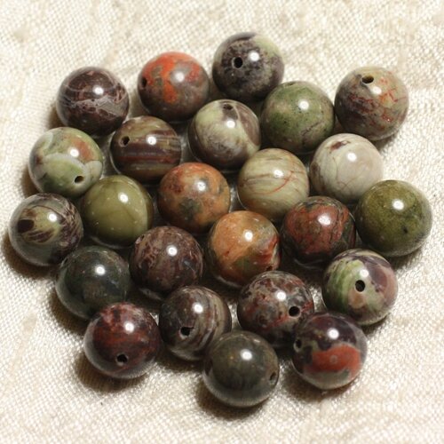 4pc - perles de pierre - opale verte boules 10mm   4558550003645
