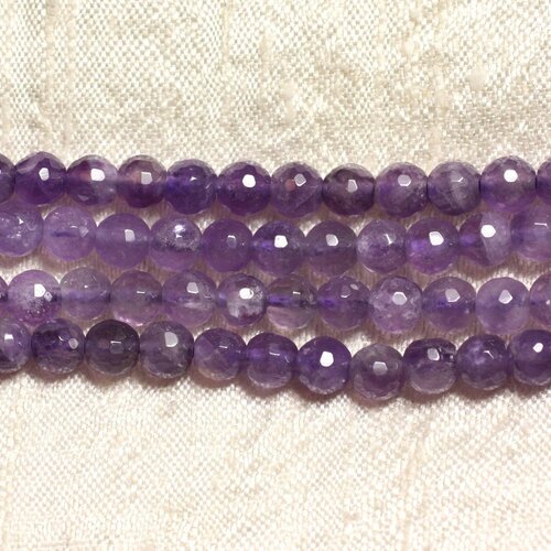 10pc - perles pierre améthyste boules facettées 6mm violet mauve - 7427039741651