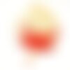 1pc - collier ruban soie teint à la main 85 x 2.5cm blanc jaune rouge (ref soie122)   4558550003348