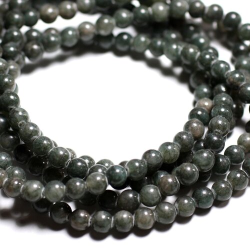 20pc - perles pierre - jade boules 6mm gris vert kaki sapin - 4558550002709