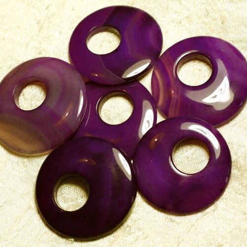1pc - donut pendentif pierre agate violette 42-46mm   4558550002570