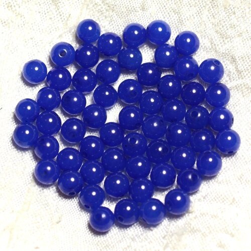 20pc - perles de pierre - jade boules 6mm bleu roi   4558550002440