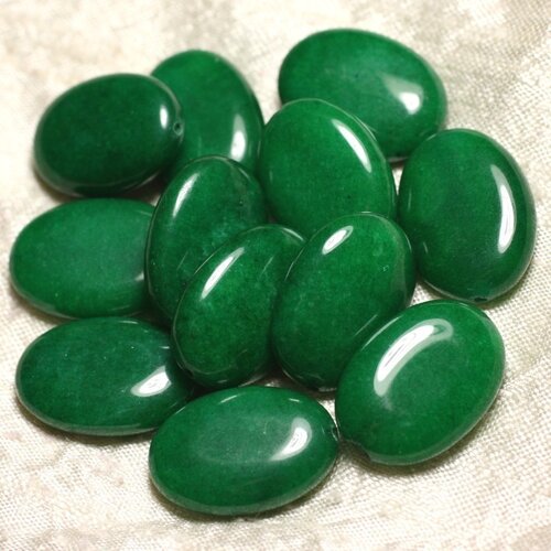 1pc - perle de pierre - jade verte ovale 25x18mm   4558550002037