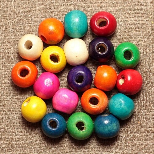 20pc - perles bois boules 8mm multicolores   4558550001238