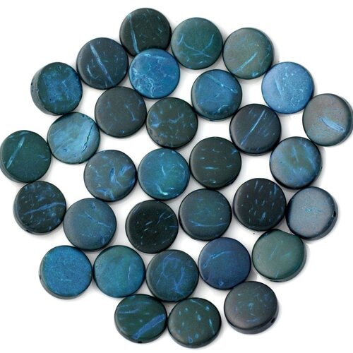 20pc - perles bois de coco palets 10-11mm bleu vert   4558550001191