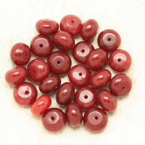 4pc - perles pierre - jade rondelles 10x6mm rouge cerise bordeaux - 4558550000255