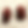 1pc - perle de pierre jaspe rouge - crâne tête de mort 14x10mm perçage côté   4558550038982