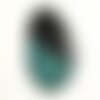 1pc - pendentif en pierre - agate et quartz goutte 57x42mm noir et turquoise n°7  -  4558550039255
