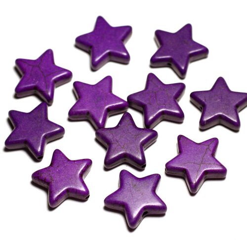 5pc - perles turquoise synthèse étoiles 20mm violet  4558550029645
