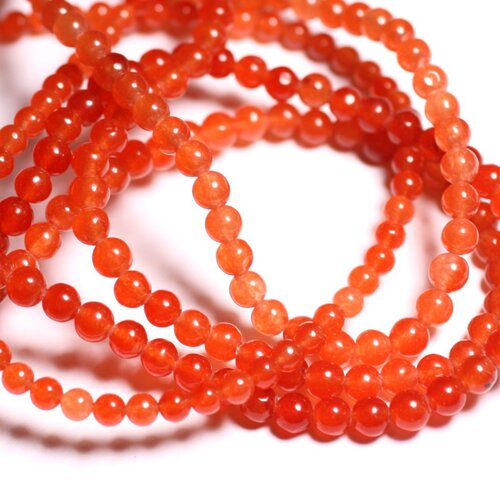 Fil 39cm 92pc env - perles de pierre - jade orange boules 4mm  - 4558550039408