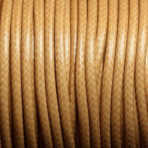 3 metres - fil corde cordon coton ciré 3mm beige - 4558550002235