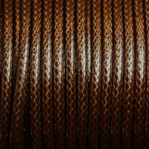 3 metres - fil corde cordon coton ciré 3mm marron café chocolat - 4558550010285
