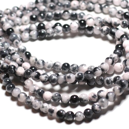 20pc - perles de pierre - jade boules 6mm blanc, noir, rose gris - 4558550039668