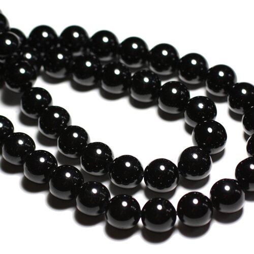 2pc - perles de pierre - tourmaline noire boules 12mm -  4558550039699