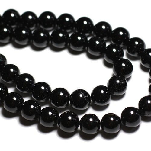 2pc - perles de pierre - tourmaline noire boules 10mm -  4558550039682
