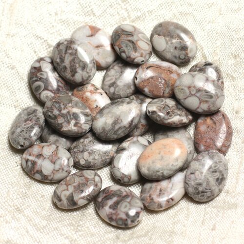 4pc - perles de pierre - jaspe océan fossile ovales 16x12mm -  4558550039781