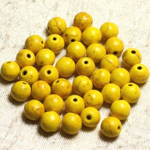 20pc - perles turquoise synthèse boules 8mm jaune   4558550028624