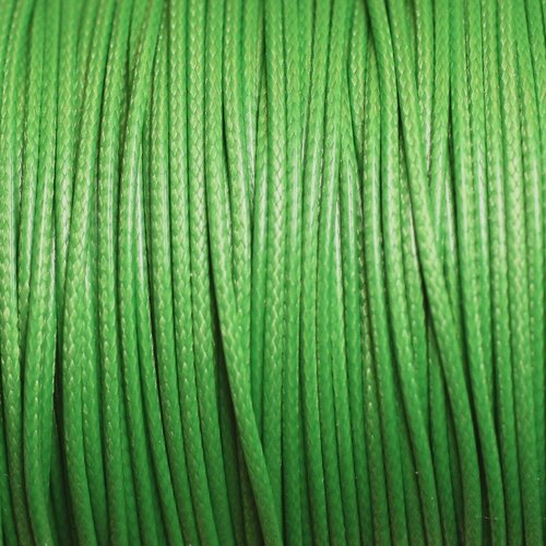 5 mètres - fil corde cordon coton ciré 1mm vert pomme printemps - 4558550016027