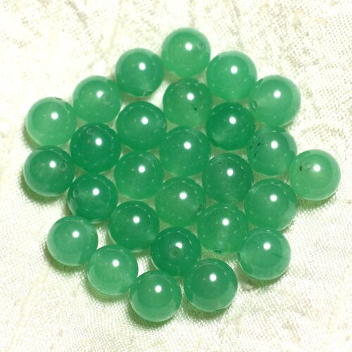 10pc - perles de pierre - jade boules 10mm vert   4558550002433
