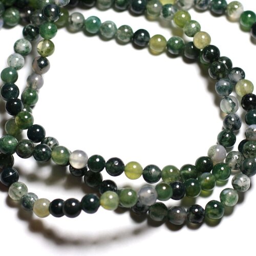 20pc - perles pierre - agate mousse boules 6mm vert - 4558550023193