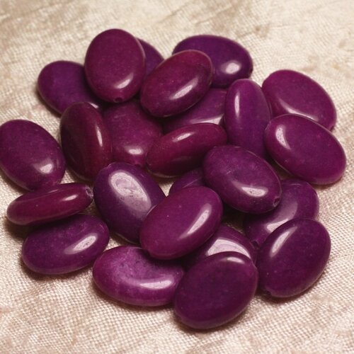2pc - perles de pierre - jade ovales 18x13mm violet prune - 4558550015259
