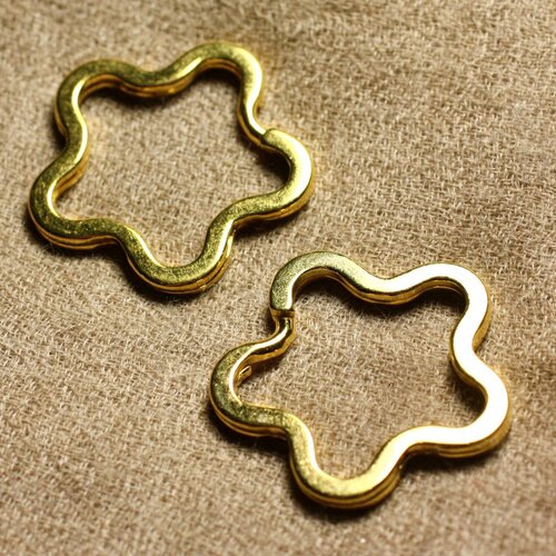 4pc - anneaux porte clefs métal doré qualité fleur 34mm   4558550002068