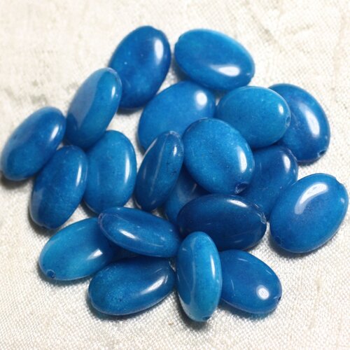 2pc - perles de pierre - jade ovales 18x13mm bleu turquoise azur - 4558550082152