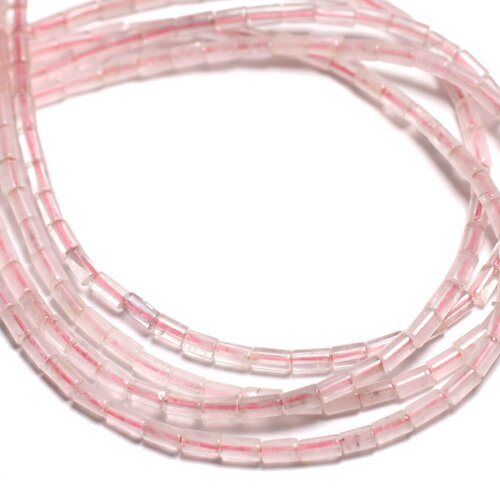 20pc - perles de pierre - quartz rose colonnes tubes 4x2mm - 4558550081834