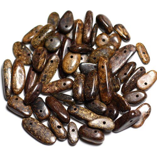 20pc - perles de pierre - bronzite chips rocailles  bâtonnets 8-18mm -  4558550082244