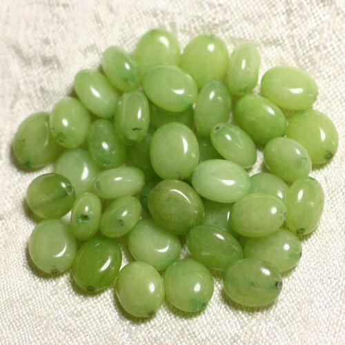 10pc - perles de pierre - jade ovales 10x8mm vert anis - 4558550082114