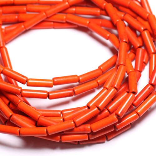 20pc - perles turquoise synthèse tubes 13x4mm orange -  4558550082015