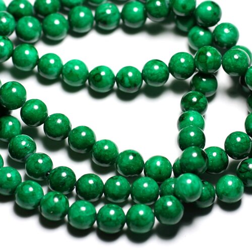 10pc - perles pierre jade boules 8mm vert empire imperial - 7427039741538