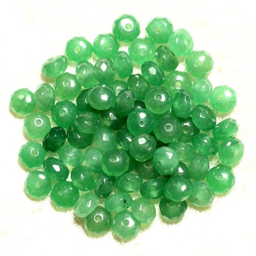 10pc - perles de pierre - jade rondelles facettées 6x4mm vert  4558550008152