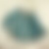 3pc - pompon suédine bleu vert turquoise et métal argenté 68mm   4558550009715