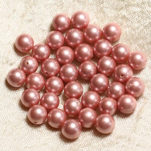 10pc - perles nacre boules 8mm ref c2 rose saumon   4558550004246