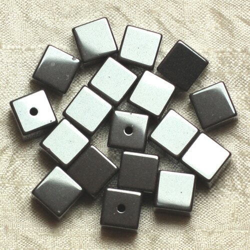 10pc - perles de pierre - hématite cubes 10mm   4558550024527