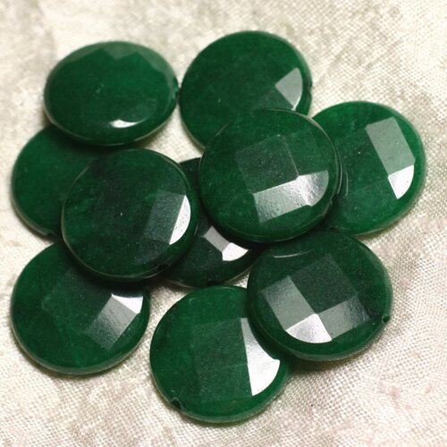 1pc - perle de pierre - jade verte palet facetté 25mm   4558550015587