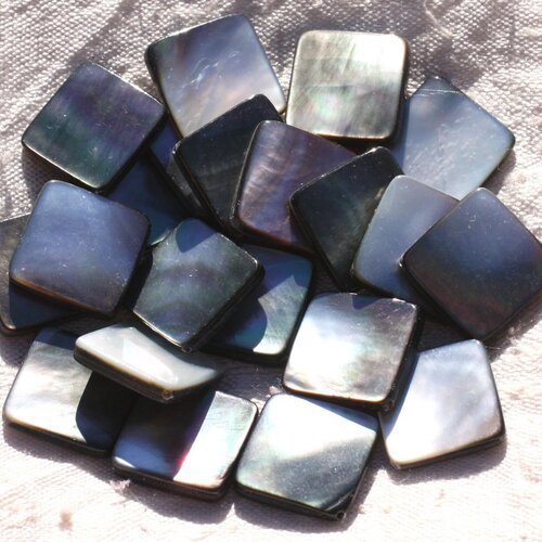 2pc - perles nacre noire naturelle - losanges 19x15mm   4558550014917
