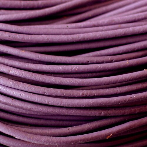 5 mètres - cordon cuir véritable violet mauve 2mm   4558550001139