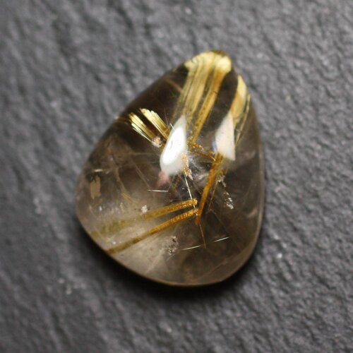 Cabochon pierre - quartz rutile doré goutte 20x16mm n9 -  4558550083951