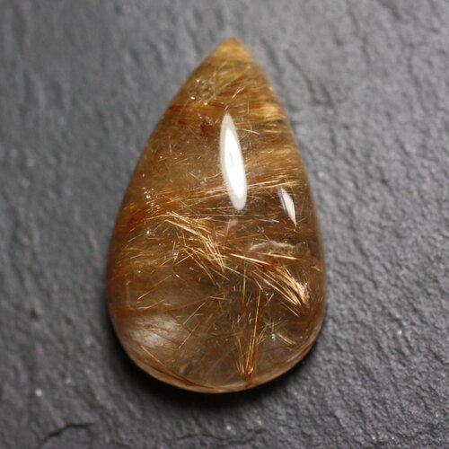 Cabochon pierre - quartz rutile doré goutte 34x21mm n19 -  4558550084057