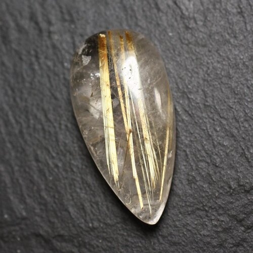 Cabochon pierre - quartz rutile doré goutte 30x15mm n17 -  4558550084033