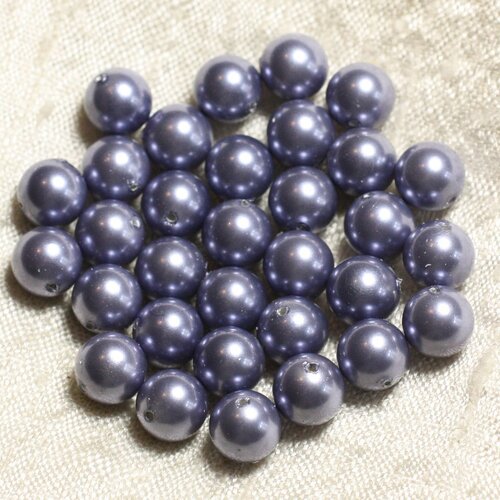 10pc - perles nacre boules 8mm ref c6 bleu gris horizon   4558550004161