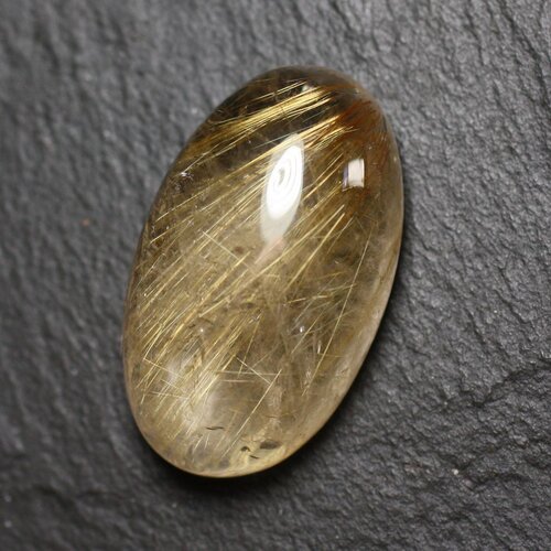 Cabochon pierre - quartz rutile doré ovale 31x19mm n40 -  4558550084262