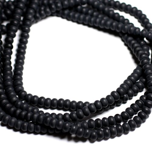 20pc - perles de pierre - onyx noir mat rondelles 6x4mm -  4558550084378