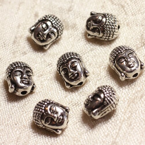 4pc - perles métal argenté rhodium bouddha 11mm   4558550003546
