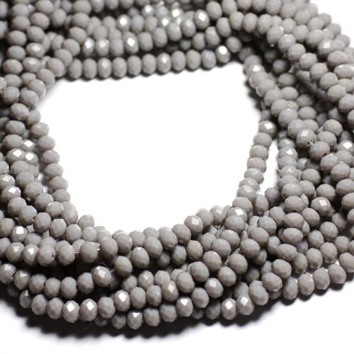 Fil 39cm 90pc env - perles verre opaque - rondelles facettées 6x4.5mm gris clair - 4558550084873